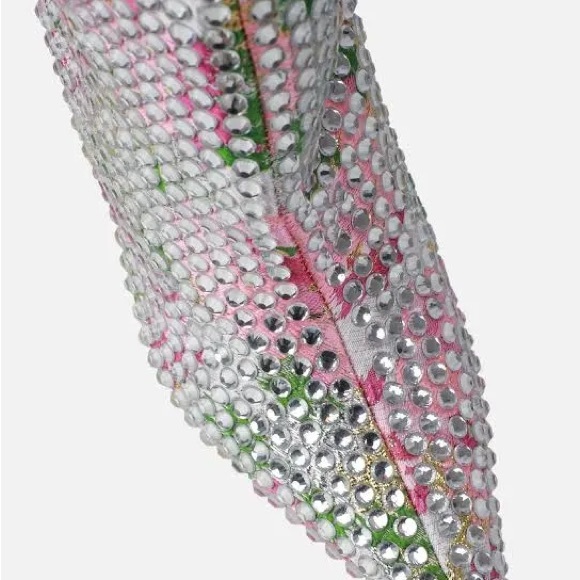 Pink Floral Pattern Diamante Knee High Boots - Picture 4 of 4